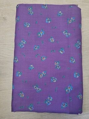 Purple Floral Print Fabric Panel 2 1/2 Yards By 44 Inches Wide
